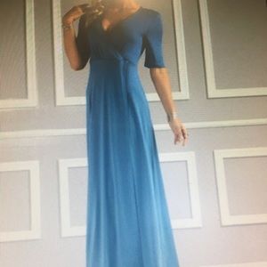 Slate Blue Surplice Maxi-Dress